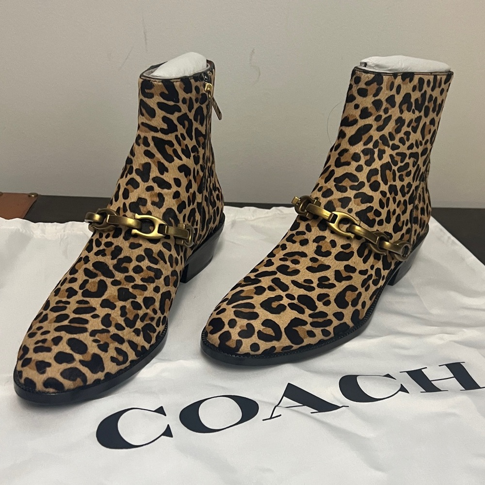 Animal print coach short boots